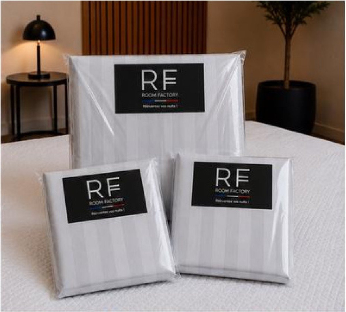 Linge de maison Jacquard Rayure Gris – Image 2