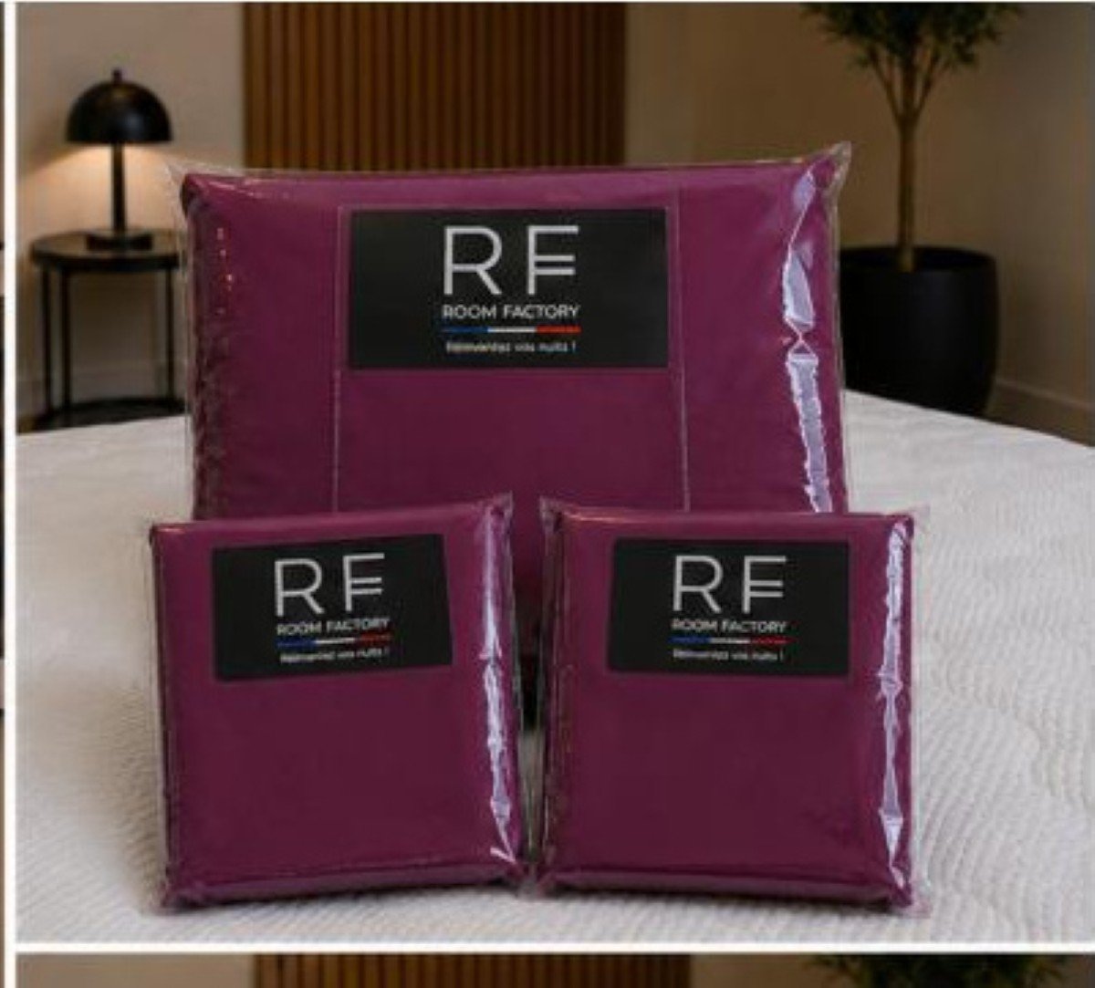 Linge de maison Uni Aubergine – Image 2